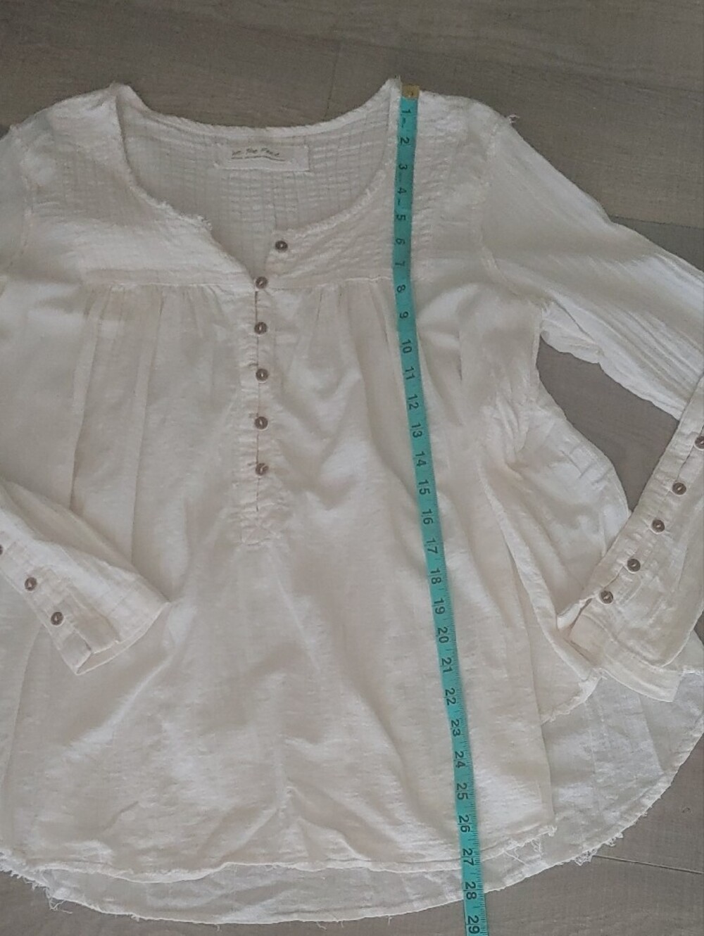 Free People Cream Button-Front Peasant Top - Picture 9 of 9